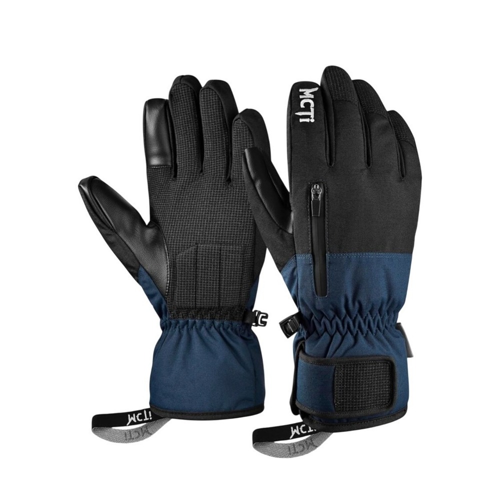 MCTi Snowboard Gloves Mens Waterproof Insulated Ski Gloves Winter Black Blue L